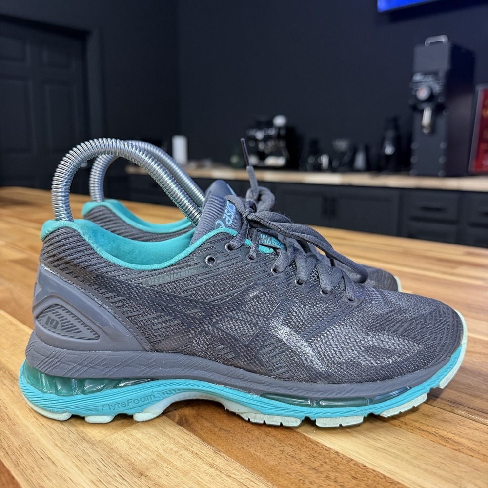 ASICS GEL Nimbus 19 T7C8N Women's Running Shoes Gray Teal Size US 5.5